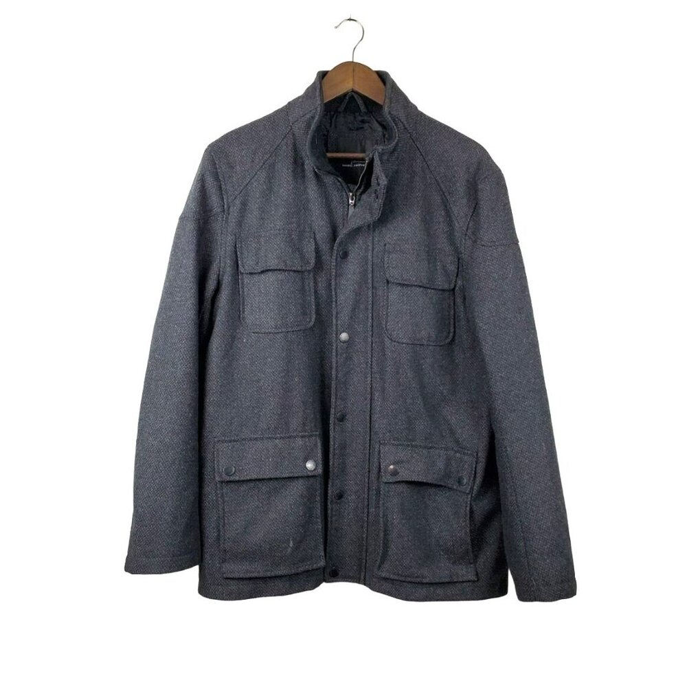 Marc Anthony Wool Blend Coat Jacket Mens Size L Grey Full Zip Utility